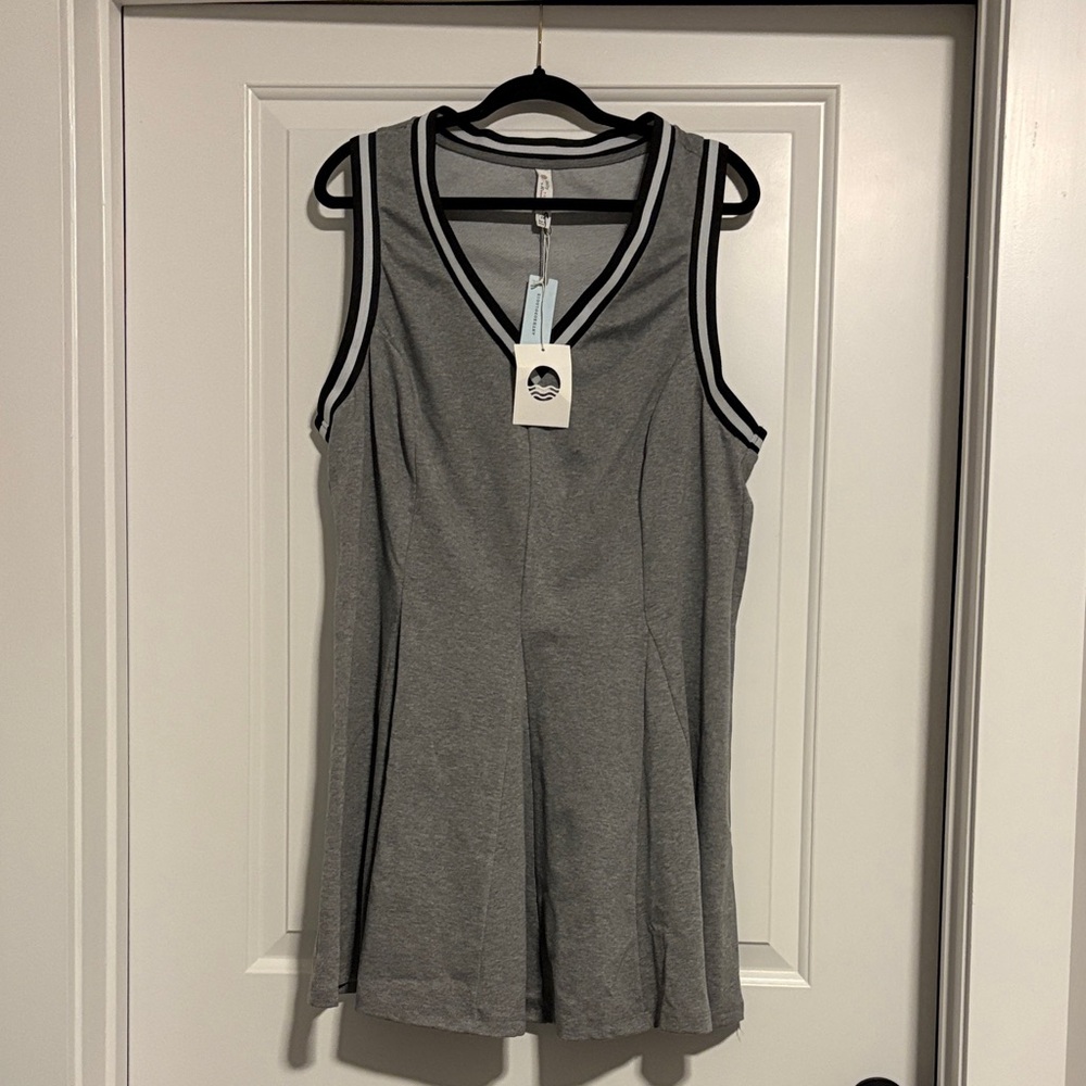 NWT Anthropologie Gray Sleeveless V-Neck Dress